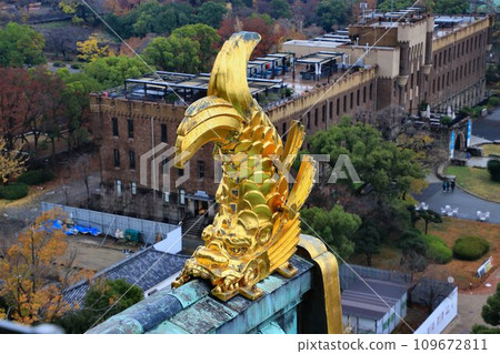 被人們親切地稱為「太鼓阪城」...大阪城（德川大阪城）的鯱池，又稱錦城 109672811