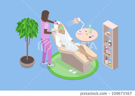 3D Isometric Flat Vector Illustration of SPA Salon 109673567