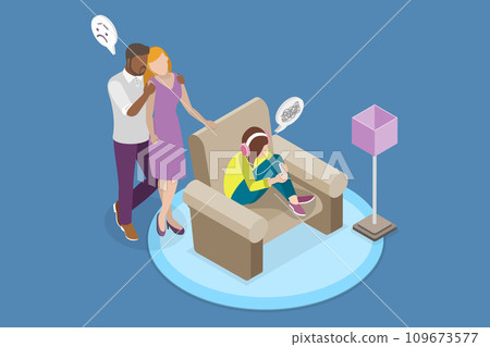 3D Isometric Flat Vector Illustration of Adolescent Mental Wellbeing 3D Isometric Flat Vector Illustration of Adolescent Mental Wellbeing 109673577