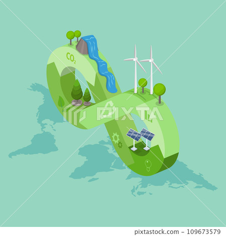 3D Isometric Flat Vector Illustration of Circular Economy 3D Isometric Flat Vector Illustration of Circular Economy 109673579