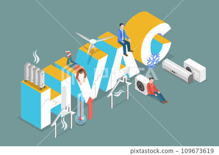 3D Isometric Flat Vector Illustration of HVAC 109673619