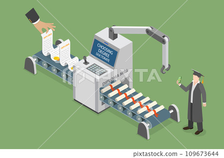 3D Isometric Flat Vector Illustration of Fake Diploma 3D Isometric Flat Vector Illustration of Fake Diploma 109673644