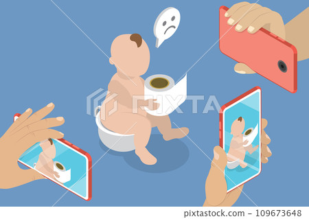 3D Isometric Flat Vector Illustration of Baby Privacy 109673648