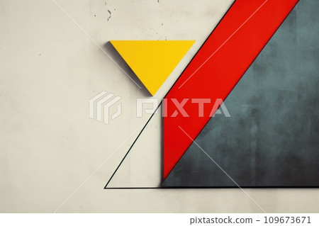 Abstract composition with contrasting geometric shapes in minimalistic setting, using stark color contrast to emphasize the shapes. Geometry minimalistic artwork with simple shape and figure 109673671