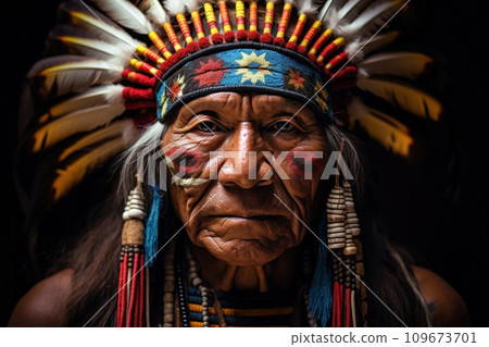 Portrait showcasing the rich heritage of indigenous culture. 109673701