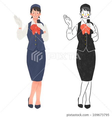 旅遊導遊提供旅遊資訊的女性全身手繪插畫 109673795