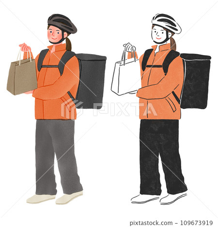 一名分娩婦女的全身手繪插圖 109673919