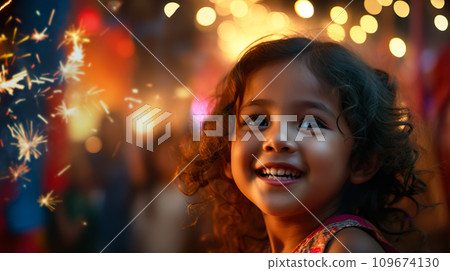 “人工智慧生成的圖像”，一個女孩在聚會上開心地玩耍 109674130