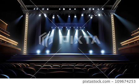 The stage illuminated by the spotlight The stage illuminated by the spotlight 109674253