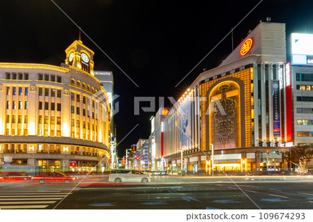 東京銀座夜景2023年12月 東京銀座夜景2023年12月 109674293