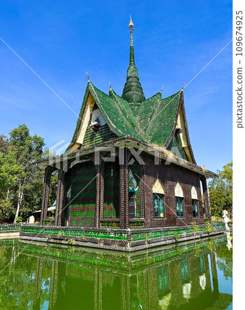 Wat Pa Maha Chedi Kaew or Wat Lan Khuad beer temple or million bottles temple, in Sisaket, Thailand Wat Pa Maha Chedi Kaew or Wat Lan Khuad beer temple or million bottles temple, in Sisaket, Thailand 109674925