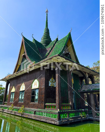 Wat Pa Maha Chedi Kaew or Wat Lan Khuad beer temple or million bottles temple, in Sisaket, Thailand Wat Pa Maha Chedi Kaew or Wat Lan Khuad beer temple or million bottles temple, in Sisaket, Thailand 109674961