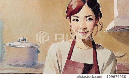 穿著圍裙的女人的上半身插圖 109674988