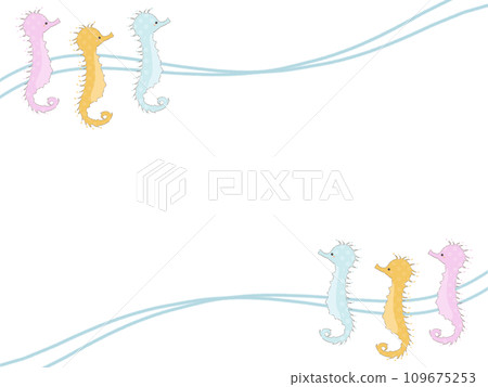 Cute seahorse frame 109675253