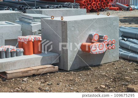 Construction site material storage area, electric cable joint trench 109675295