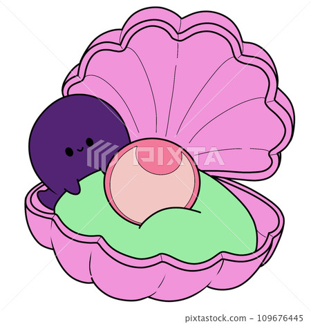 The illustration of a octopus and pearl 109676445