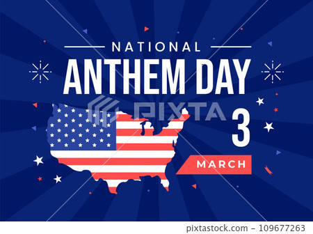 National Anthem Day Vector Illustration on March 3 with United States of America Flag in National Holiday Flat Cartoon Background Design 109677263