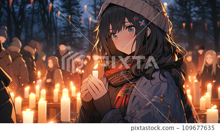 winter night candlelight 109677635