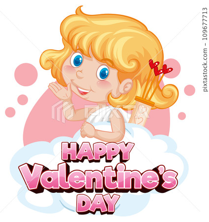 Cute Angel on Happy Valentine's Day Icon Banner Cute Angel on Happy Valentine's Day Icon Banner 109677713