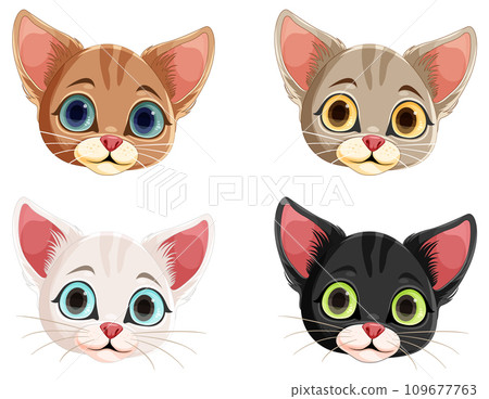 Cute Kitten Head in Cartoon Style Cute Kitten Head in Cartoon Style 109677763