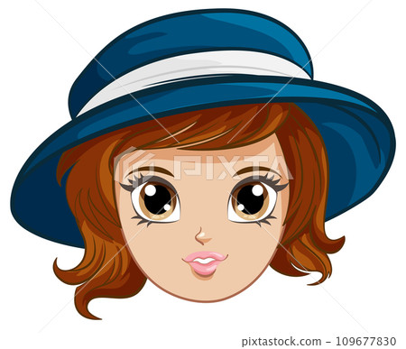 Cute Girl Wearing Hat Cartoon 109677830