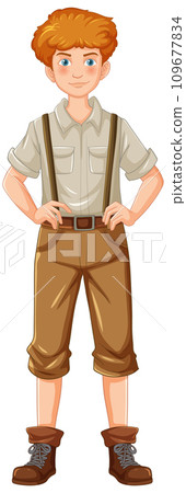 Man Wearing Suspenders Outfit Character 109677834