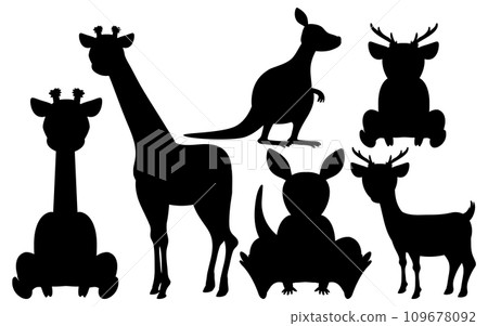 Wild Animals Silhouette Set: Vector Cartoon Illustration 109678092