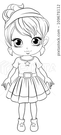 Cute girl cartoonl and its doodle coloring character Cute girl cartoonl and its doodle coloring character 109678112
