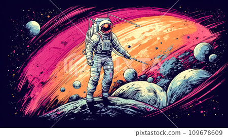 AI-generated content. an astronaut leaps through the cosmic void 109678609