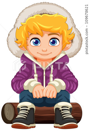 Cute Boy Cartoon Character in Winter Outfit 109678621