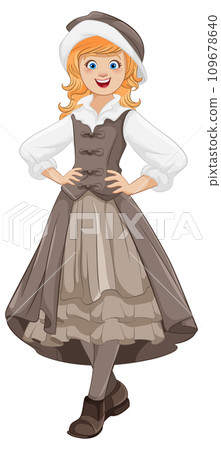 Smiling Woman in Austria Traditional Outfit 109678640