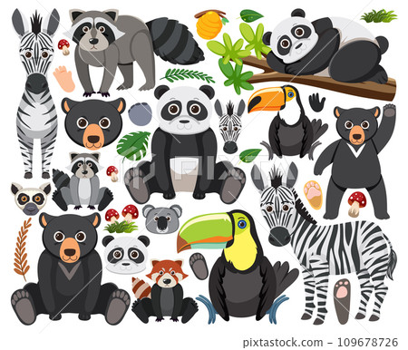 Set of mix animal character 109678726