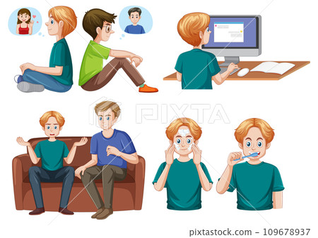 Set of male cartoon character 109678937