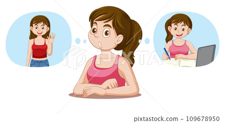 Teenage Girl with Thinking Bubble Teenage Girl with Thinking Bubble 109678950