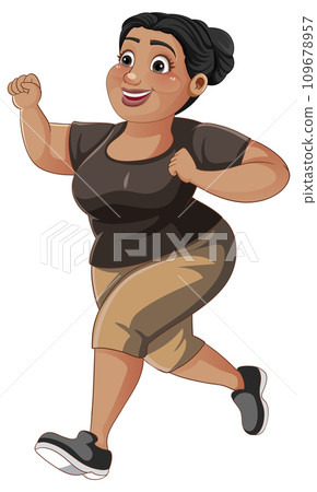 Chubby Woman Running Pose Cartoon Character Chubby Woman Running Pose Cartoon Character 109678957