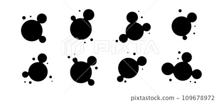 Abstract sphere bubble collection. Black liquid metaball set. Silhouette amoeba blotches, drops or blobs pack. Morphing design elements for label, sticker, banner, collage, poster, tag. Vector bundle 109678972
