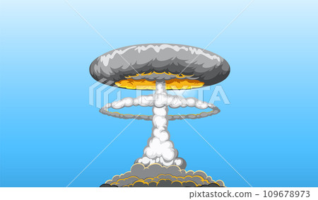 Atomic Bomb Mushroom Cloud in Blue Sky 109678973