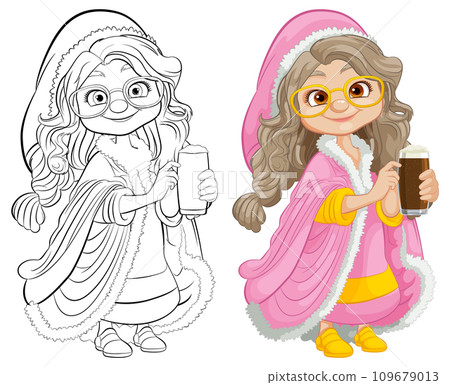 Middle-Age Woman in Glasses and Winter Coat 109679013