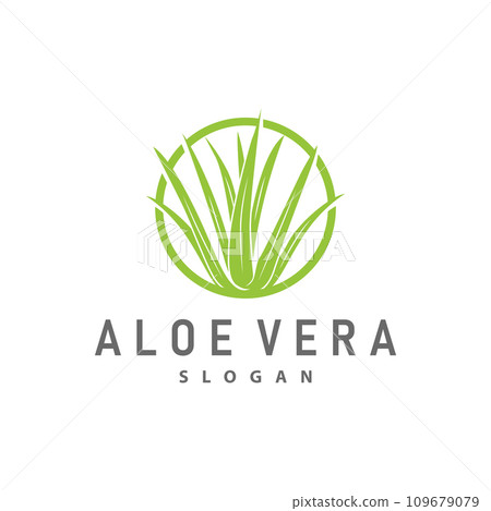 Aloe Vera Logo Design Simple Illustration Health Herbal Plant Grass 109679079