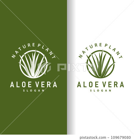 Aloe Vera Logo Design Simple Illustration Health Herbal Plant Grass 109679080