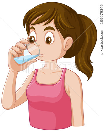 Puberty girl drinking water 109679346