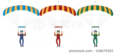 Set of skydiver with parachuting 109679365