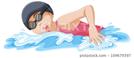 Puberty Girl Swimming Cartoon Character Puberty Girl Swimming Cartoon Character 109679397