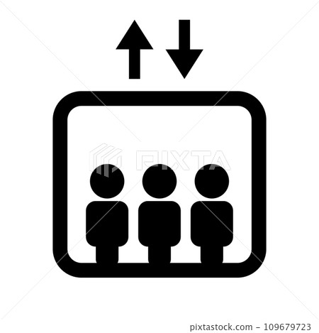 電梯剪影圖示。向量。 109679723