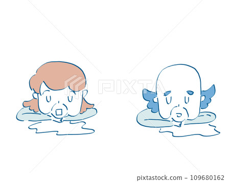 Illustration material of senior elderly grandfather and grandmother taking a nap Illustration material of senior elderly grandfather and grandmother taking a nap 109680162