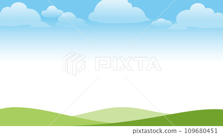 Blue sky and green hills wallpaper frame 109680451