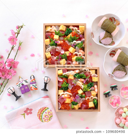 Doll's Festival seafood loose sushi Doll's Festival seafood loose sushi 109680498