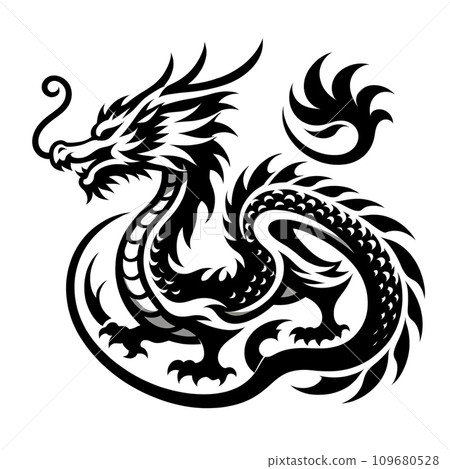 monochrome dragon monochrome dragon 109680528