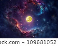 moon and galaxy 109681052