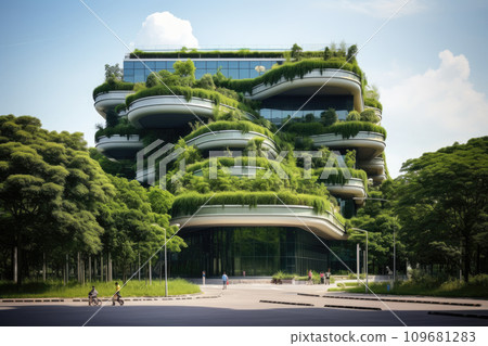 Metropolis friendly ecology mega city buildings and towers, green environment city center metropolis, Green garden in modern city, forest and garden in midtown, greenery skyscraper, Generative Ai 109681283